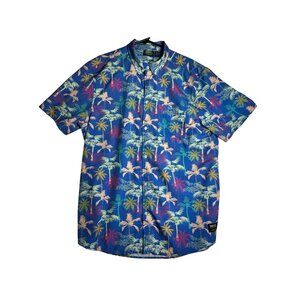 WESC Stockholm Sweden Short Sleeve Button Up Hawaiian Shirt Mens Large